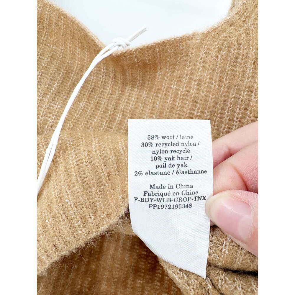EVERLANE Crop Top Size S Camel Tan Stretch Wool Yak Knit Soft NEW - Picture 8 of 10